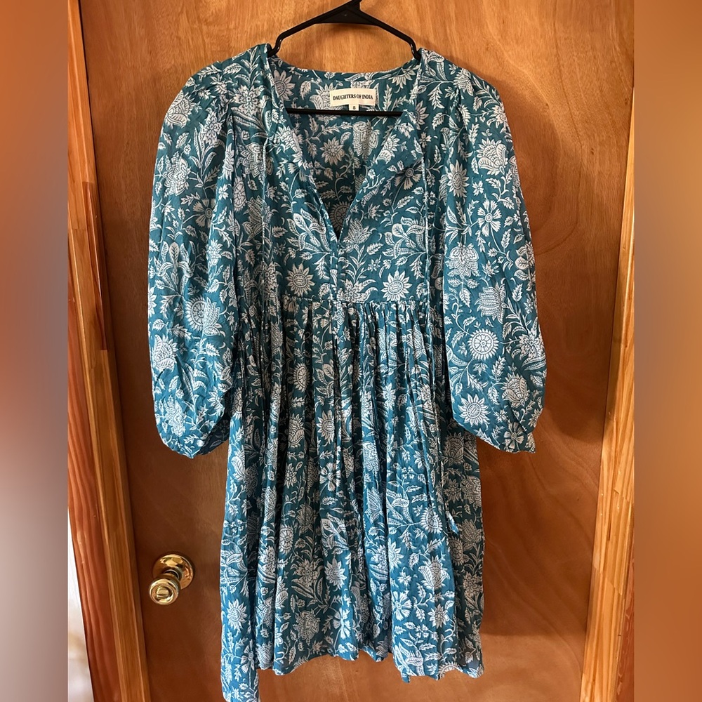 Daughters of India Mini Dress in Ocean